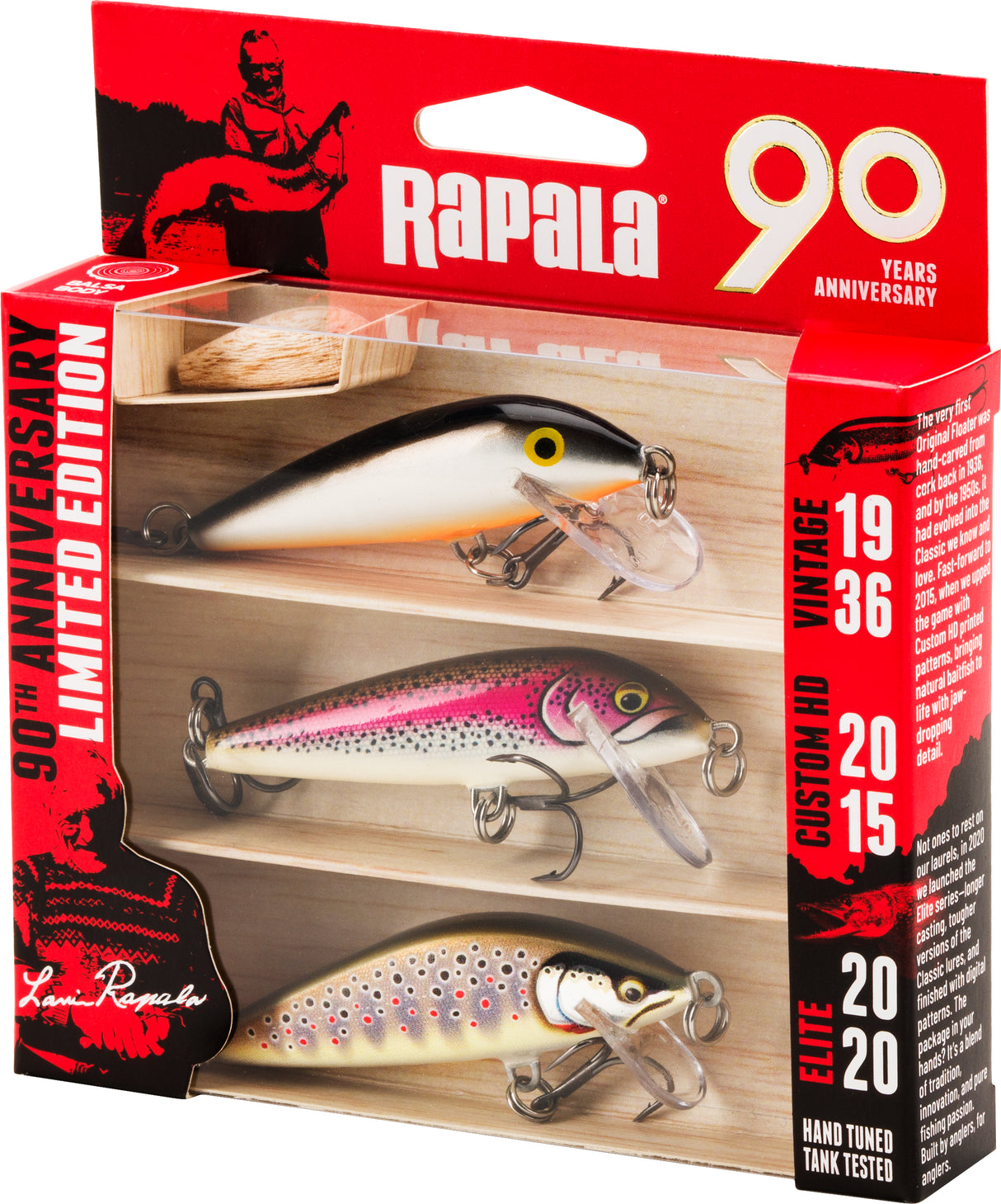 Rapala 90 vuotta R90 Countdown Mid Naturistic vaappulajitelma 3 kpl/pkt