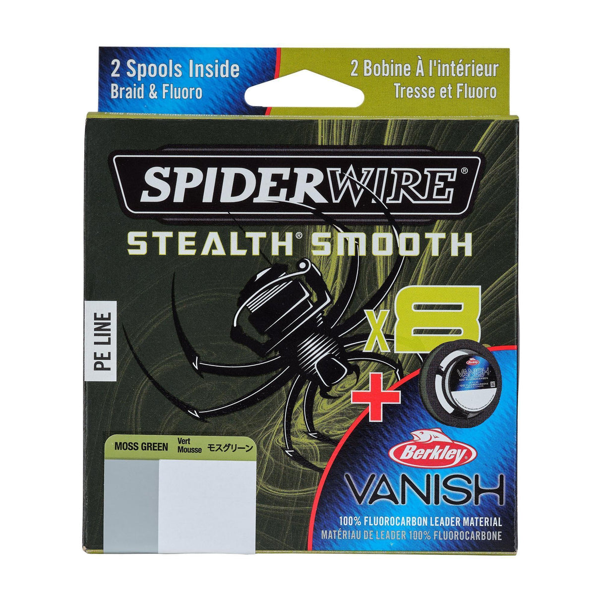 Spiderwire Stealth Smooth 8X kuitusiima 150 m + fluorocarbon - Happy Angler