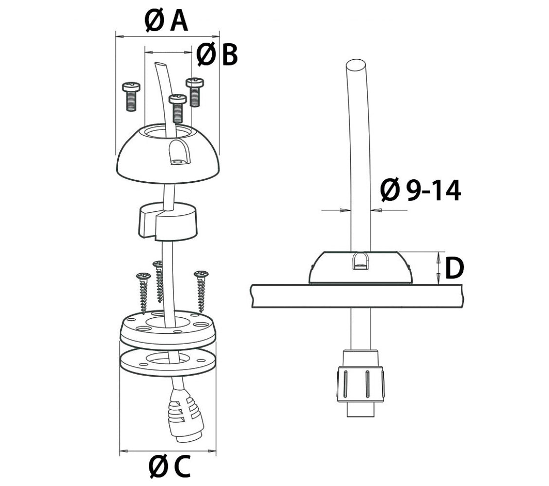 Scanstrut Deckseal Medium kaapelin läpivienti harmaa