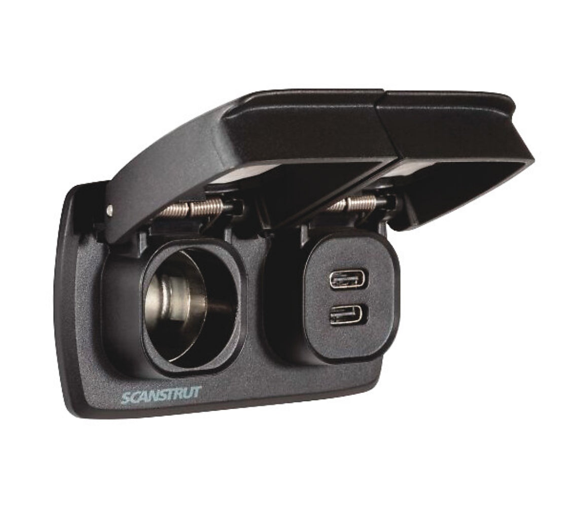Scanstrut Flip Pro DUO USB-C laturi + 12V pistoke