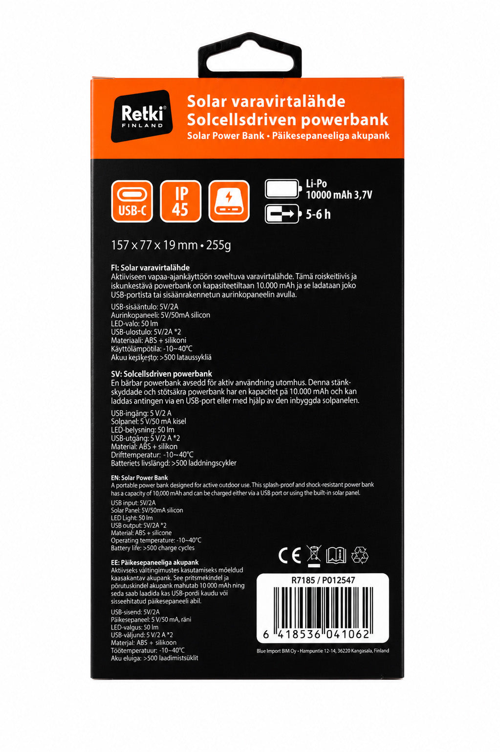 Retki 10000 mAh Solar Powerbank