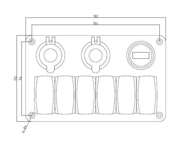 1852 Marine katkaisinpaneeli 6 kytkintä - Happy Angler