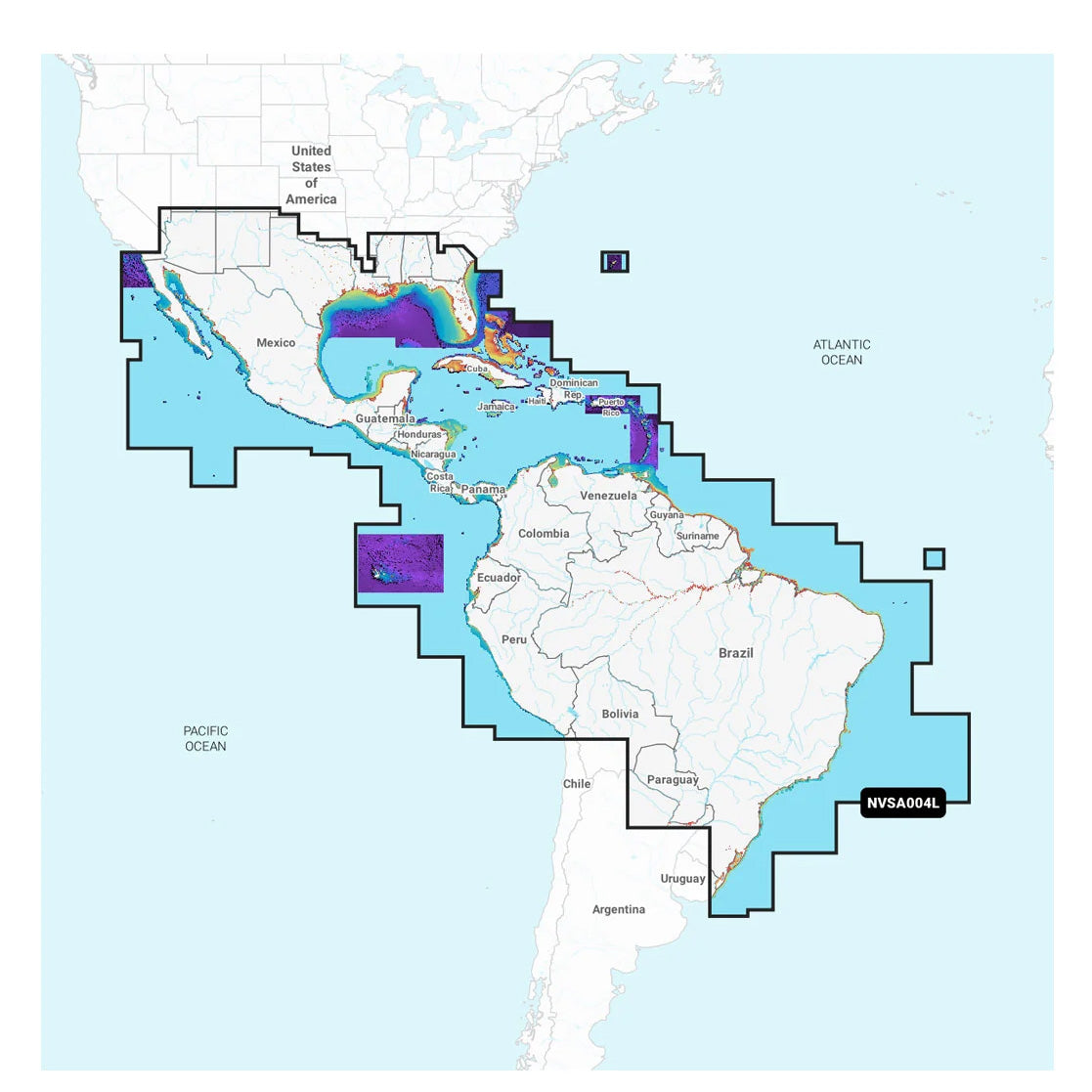 Garmin Navionics Vision+ NVSA004L Meksiko, Karibialta Brasiliaan - sisävedet ja rannikko karttakortt