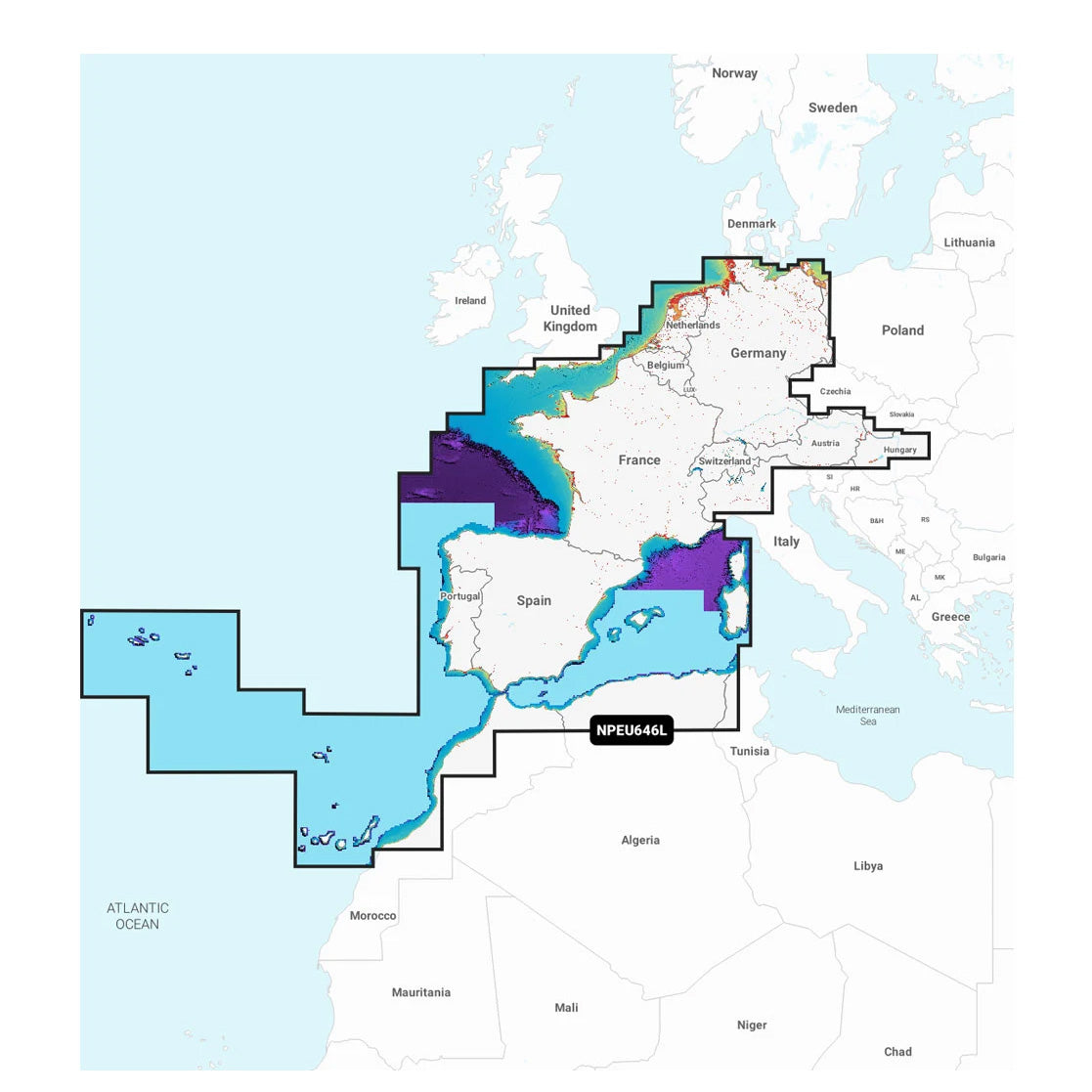 Navionics Platinum+ NPEU646L Eurooppa, keskinen ja läntinen karttakortti