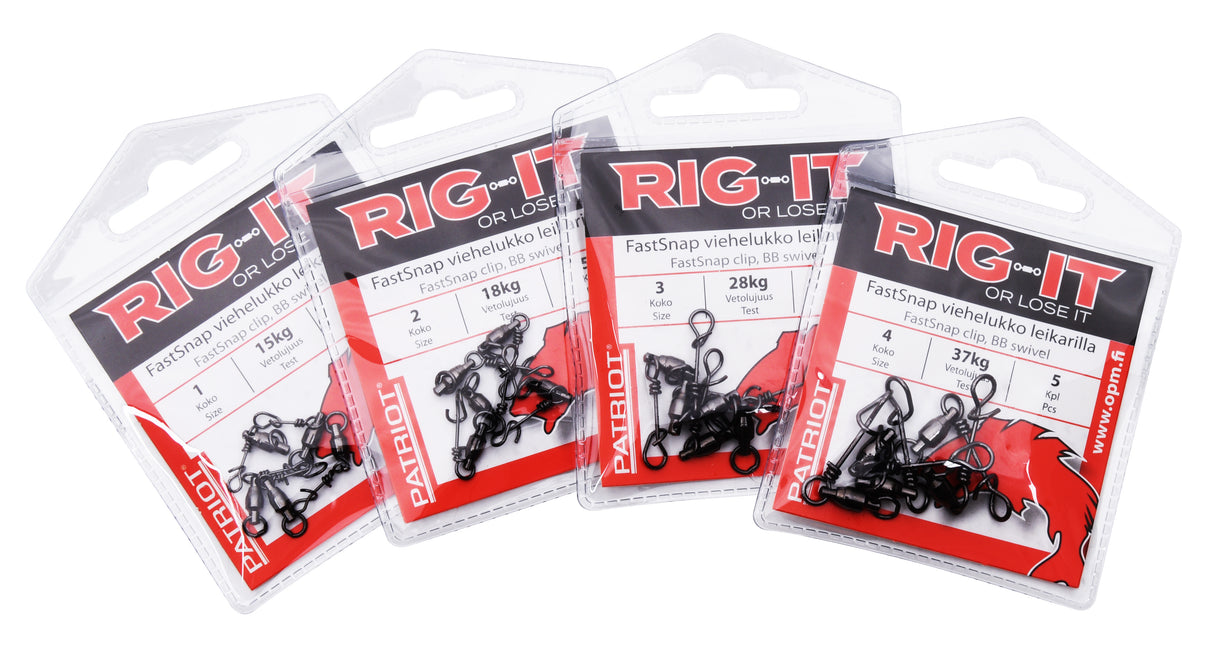 Patriot Rig-It FastsSnap Lure Snap w/ BB Swivel 5-Pack