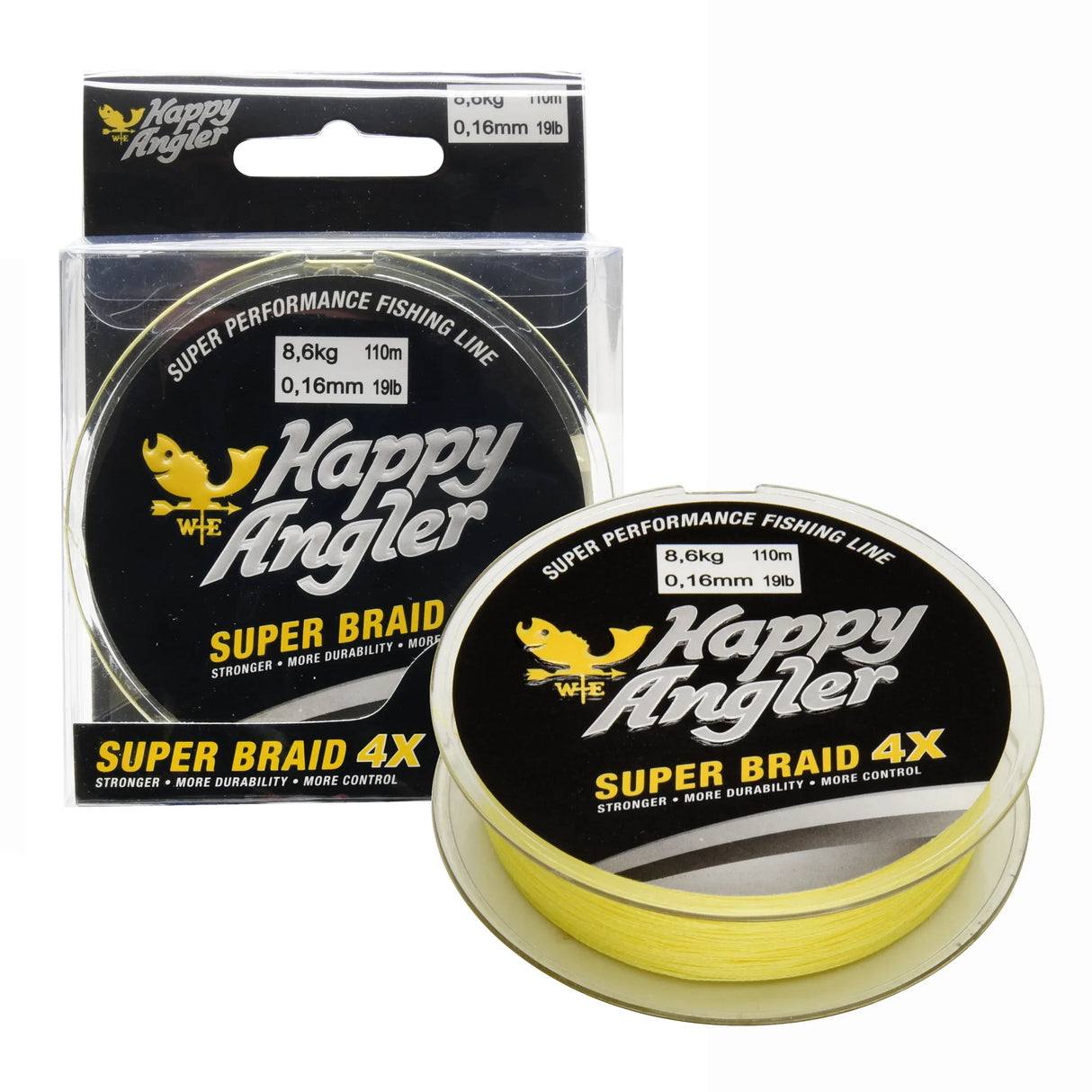 Happy Angler 4X 110 m keltainen kuitusiima - Happy Angler