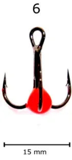 JASU 3-haarainen värikoukku #6 2 kpl/pkt - Happy Angler