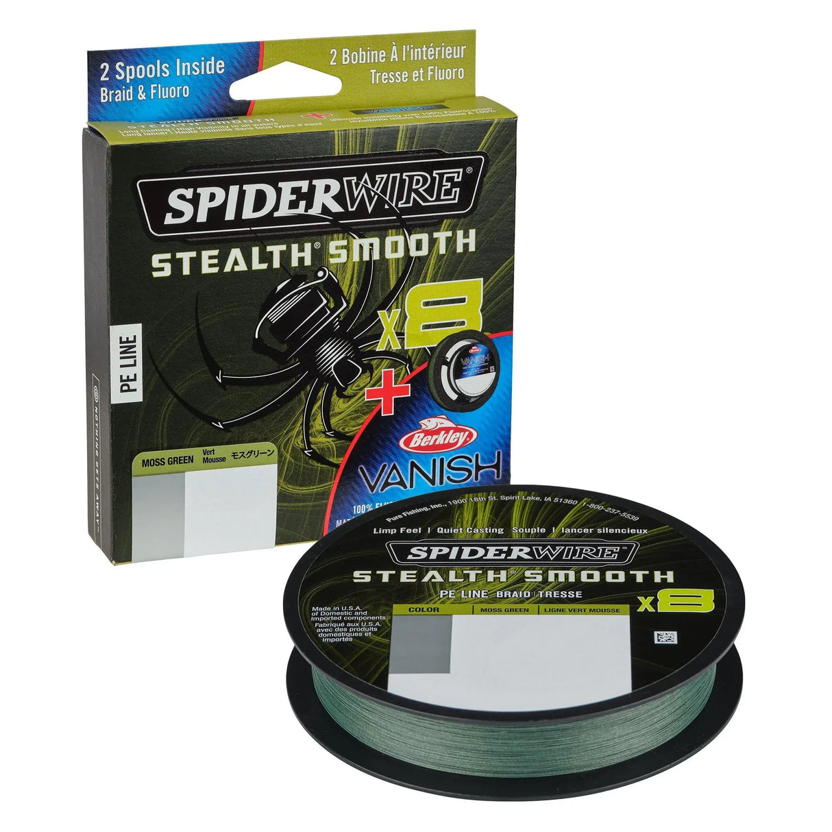 Spiderwire Stealth Smooth 8X kuitusiima 150 m + fluorocarbon - Happy Angler