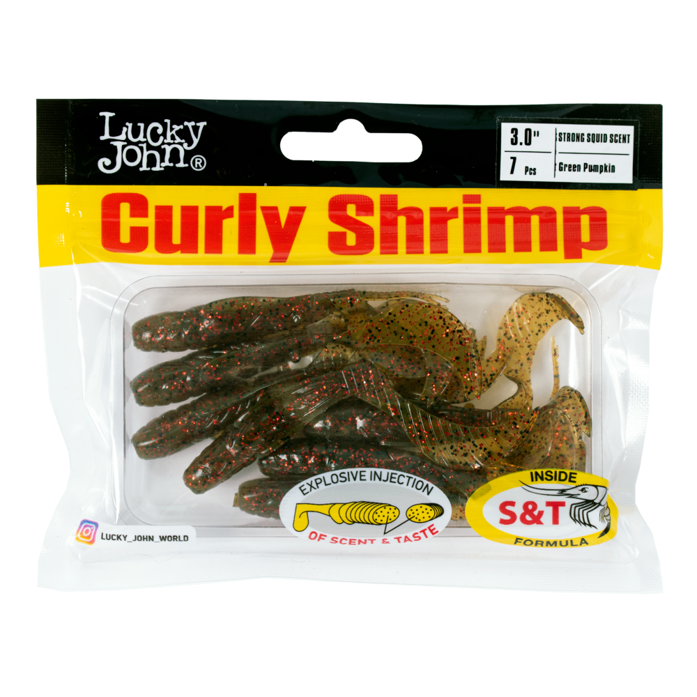 Lucky John Curly Shrimp 7,5 cm jigi 7 kpl/pkt