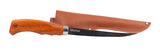 Mustad 15 cm Filleting Knife w/ Wooden Handle and Leather Sheath