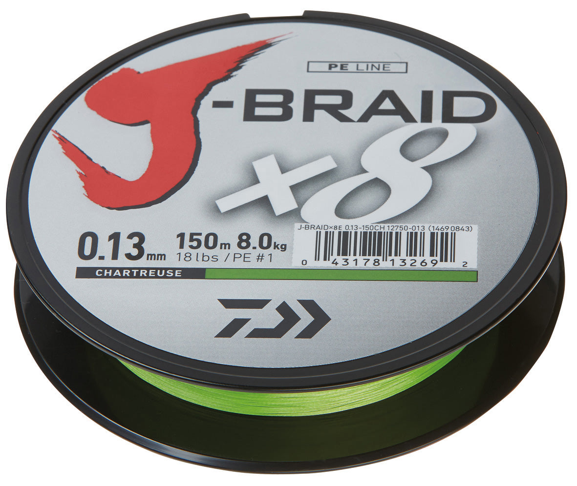 Daiwa J-Braid X8 Chartreuse 150 m Braided Line