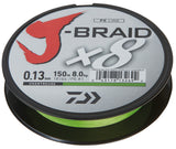 Daiwa J-Braid X8 Chartreuse 150 m Braided Line
