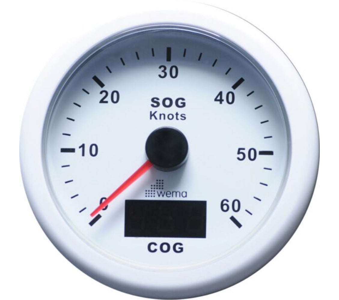 Wema GPS nopeusmittari 0-60 solmua valkoinen