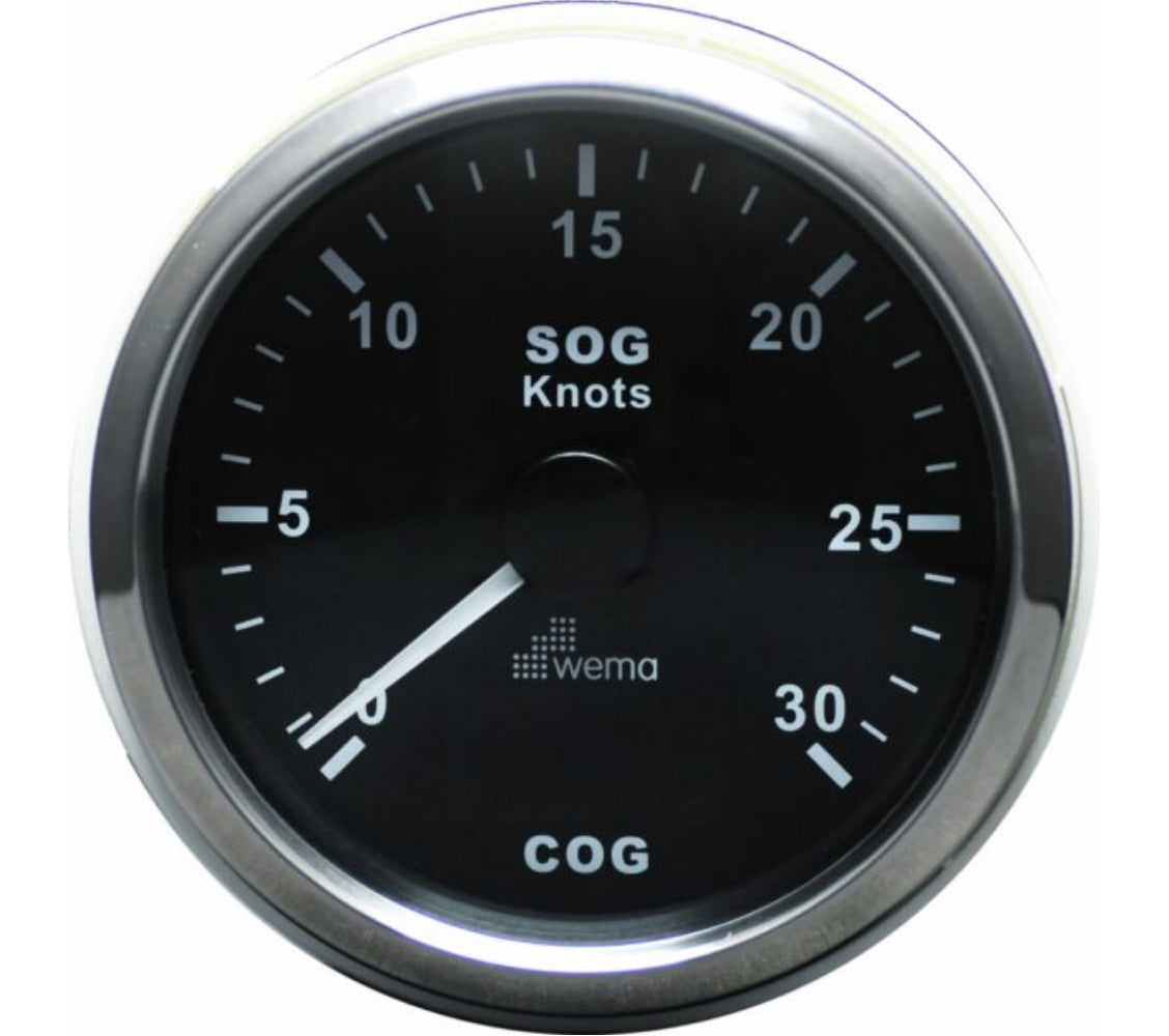 Wema GPS nopeusmittari 0-30 solmua musta RST
